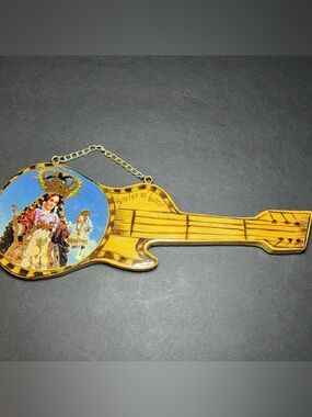 Vintage Handmade Virgen de El Cisne Bendice Sus Hogar Wooden Guitar Wall Hanger